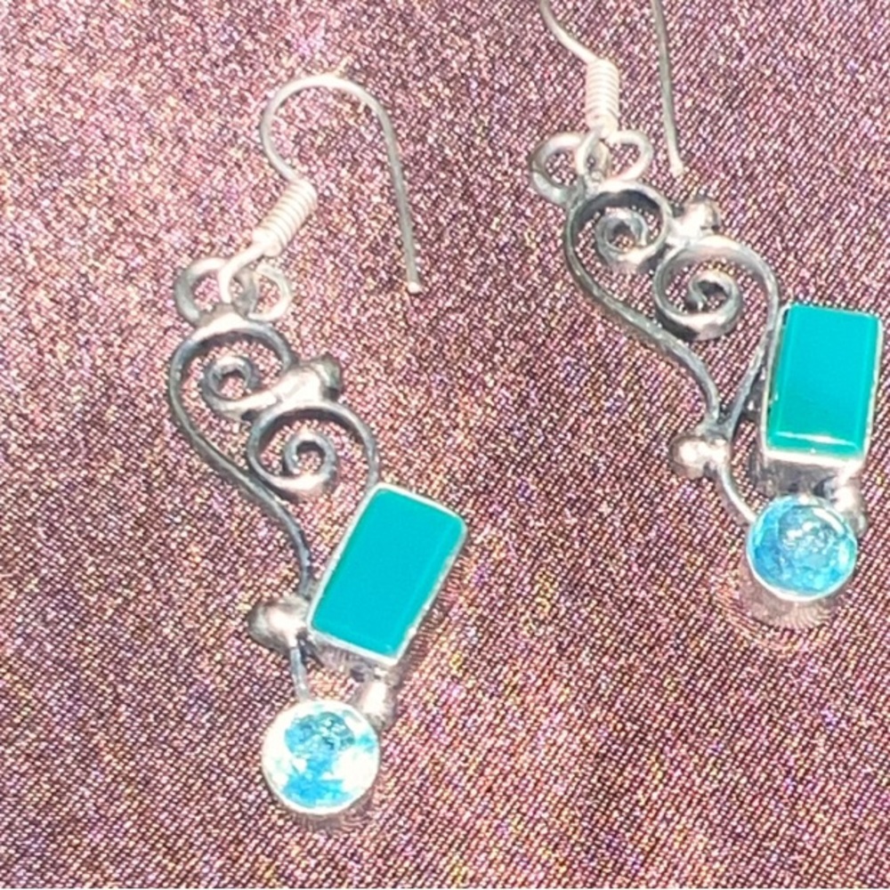 Elegant Silver and Turquoise Earrings